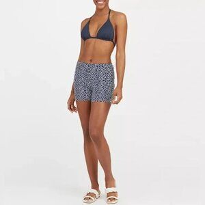 SPANX Sunshine Shorts‎ Navy Blue Painted Polka Dot Pattern 50212R S